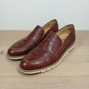 Johnson & Murphy Penny Loafer Men 10 Brown Leather Lightweight Wedge Sole Shoes